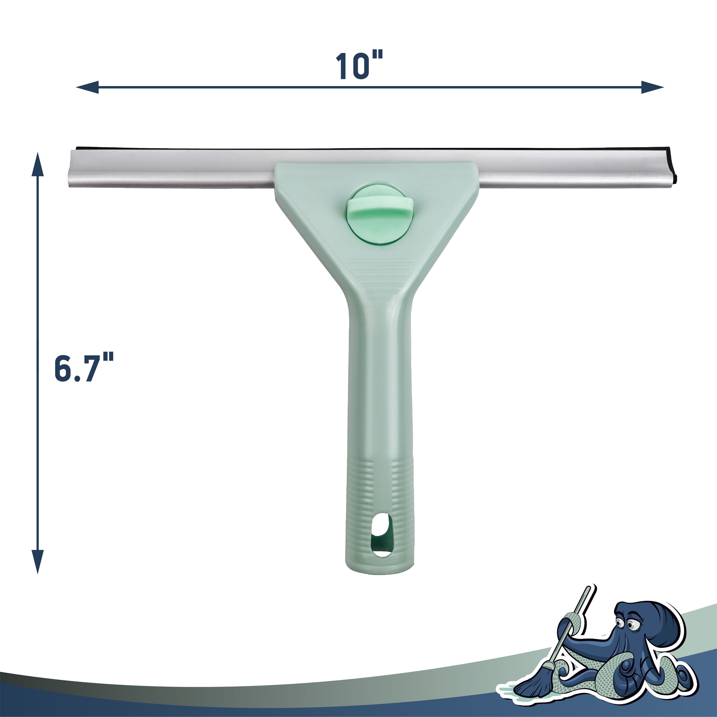 DSV Standard All-Purpose Shower Squeegee for Shower Doors, Bathroom, and Car Windshield - Stainless Steel, Mini Window Cleaner Tool with Adhesive Hook - 10"х6.7"