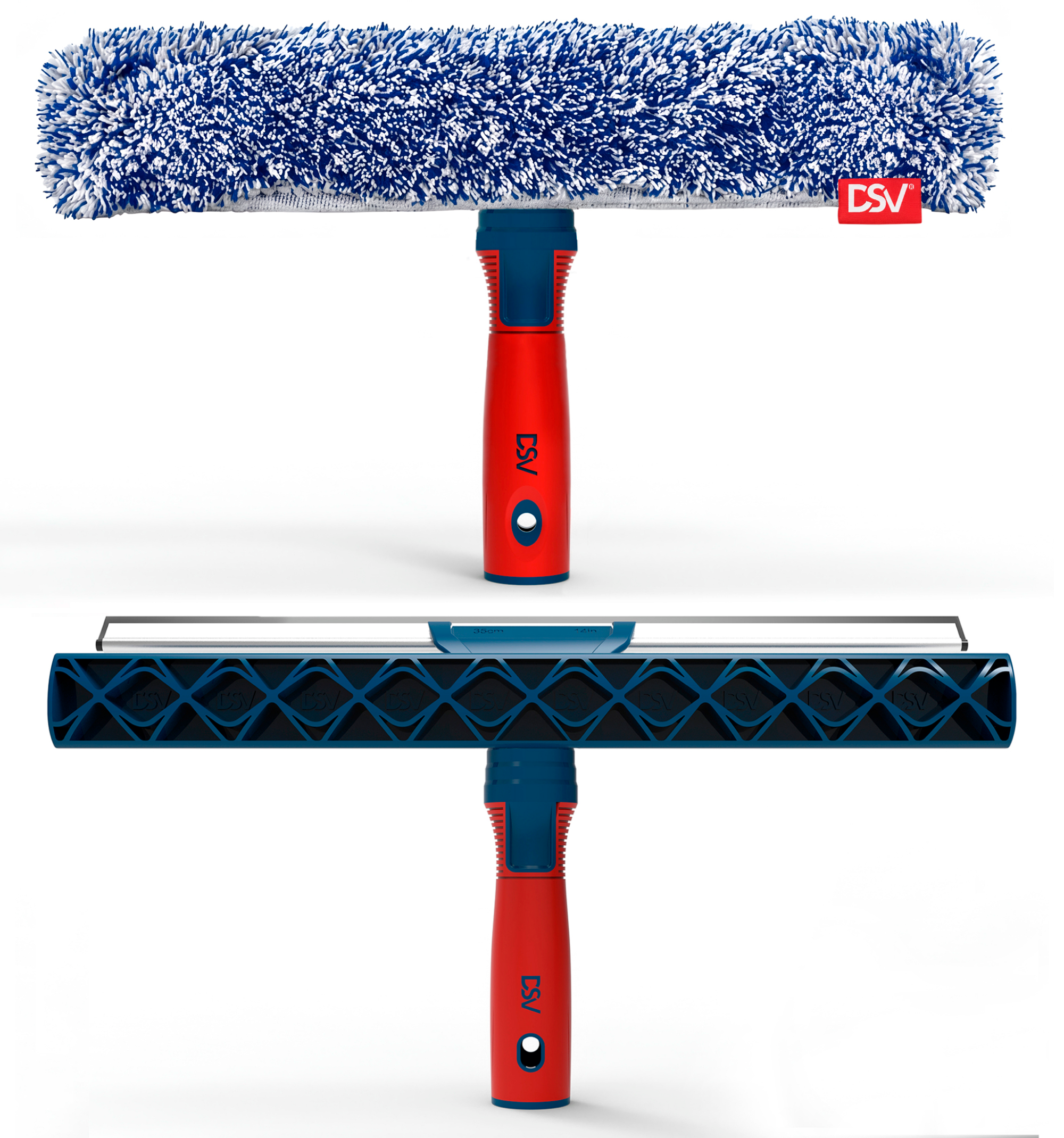 DSV 2-in-1 T-Bar Squeegee 10", Microfiber Sleeve and Rubber Blade