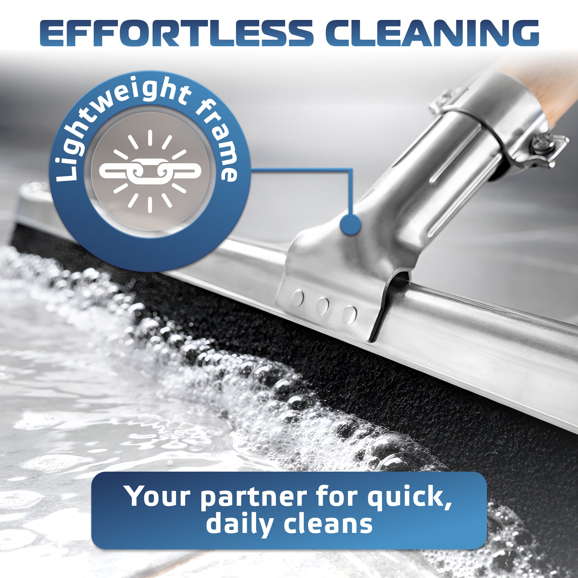 DSV Standard Uneven Surface Floor Squeegee 18’’, Double Foam Blade Garage Squeegee, Taper Pole Connection - Handle Sold Separately for Tiles, Concrete and Asphalt