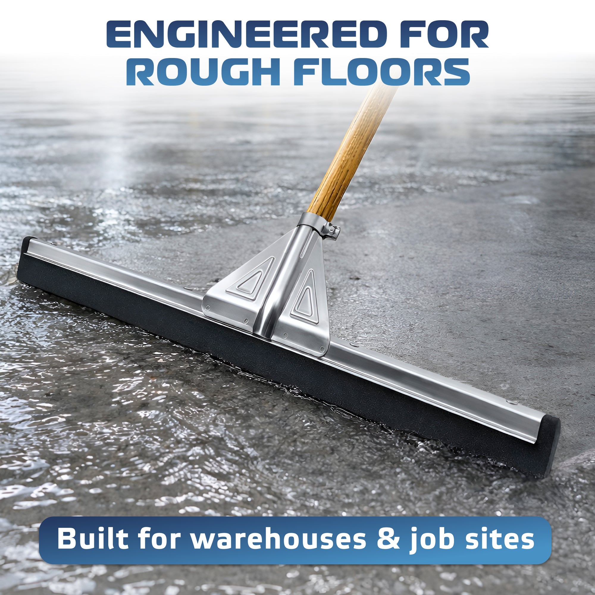 DSV Standard Heavy-Duty Floor Squeegee 22’’, Double Foam Rubber Blade Garage Squeegee, Taper Pole Connection - Handle Sold Separately for Tiles, Concrete and Asphalt