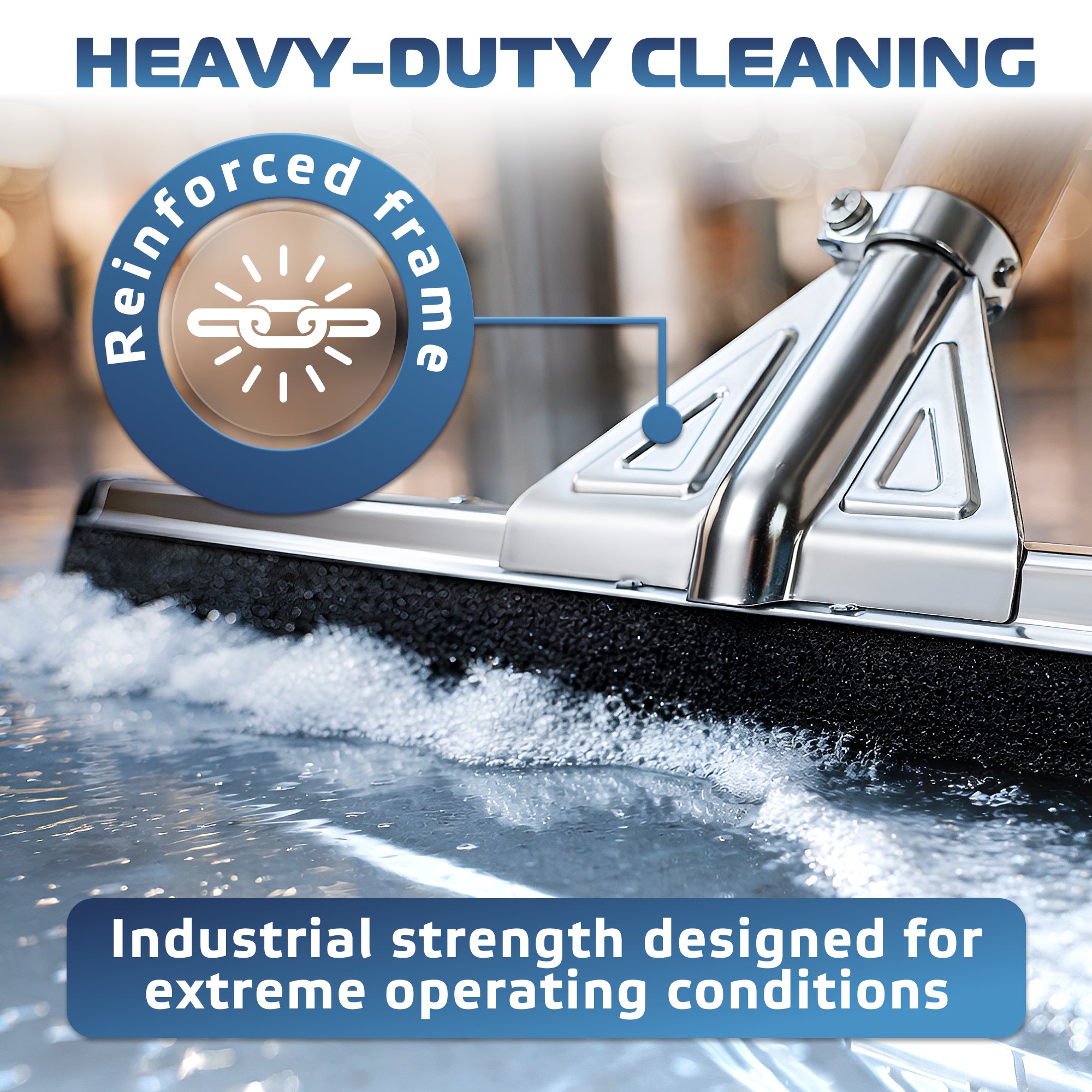 DSV Standard Heavy-Duty Floor Squeegee 30’’, Double Foam Rubber Blade Garage Squeegee, Taper Pole Connection - Handle Sold Separately for Tiles, Concrete and Asphalt