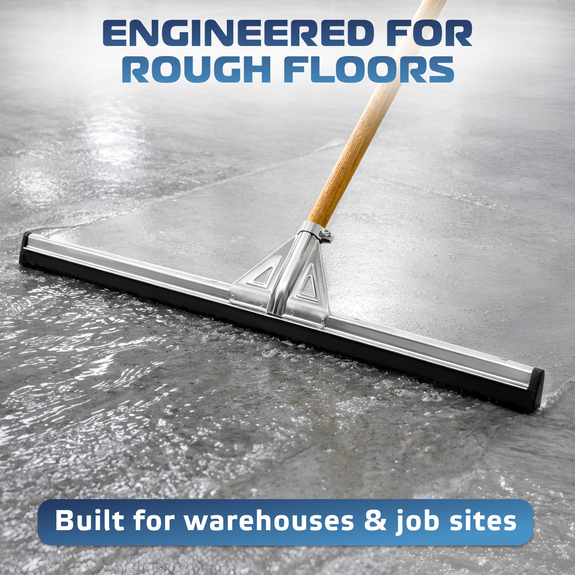 DSV Standard Heavy-Duty Floor Squeegee 30’’, Double Foam Rubber Blade Garage Squeegee, Taper Pole Connection - Handle Sold Separately for Tiles, Concrete and Asphalt