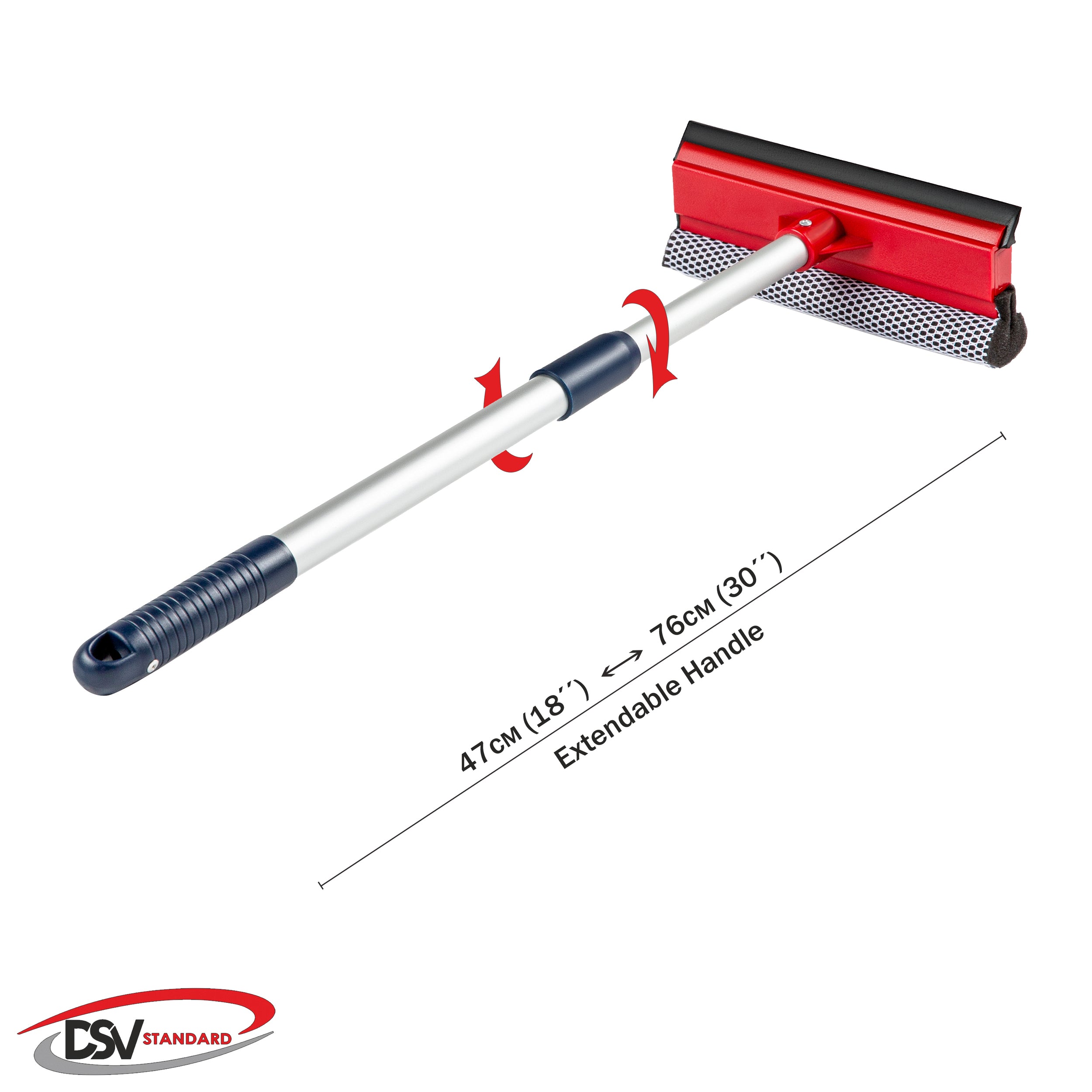 DSV Standard Window Squeegee for Window Cleaning with Long Handle, 2-in-1 Window Squeege for Home, Car Windshield, Mirror, Shower, Glass Cleaning with Extension Pole 18"-30"