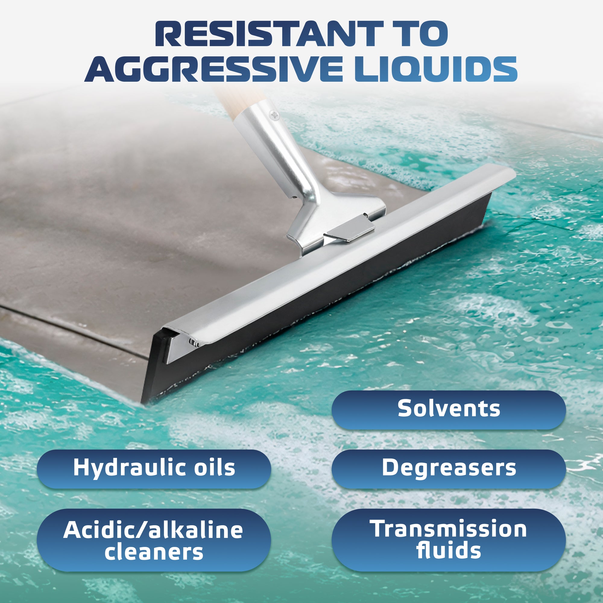 DSV Standard Garage Floor Squeegee 18’’, Neoprene Blade Asphalt Squeegee, Taper Pole Connection - Handle Sold Separately for Tiles, Concrete and Asphalt