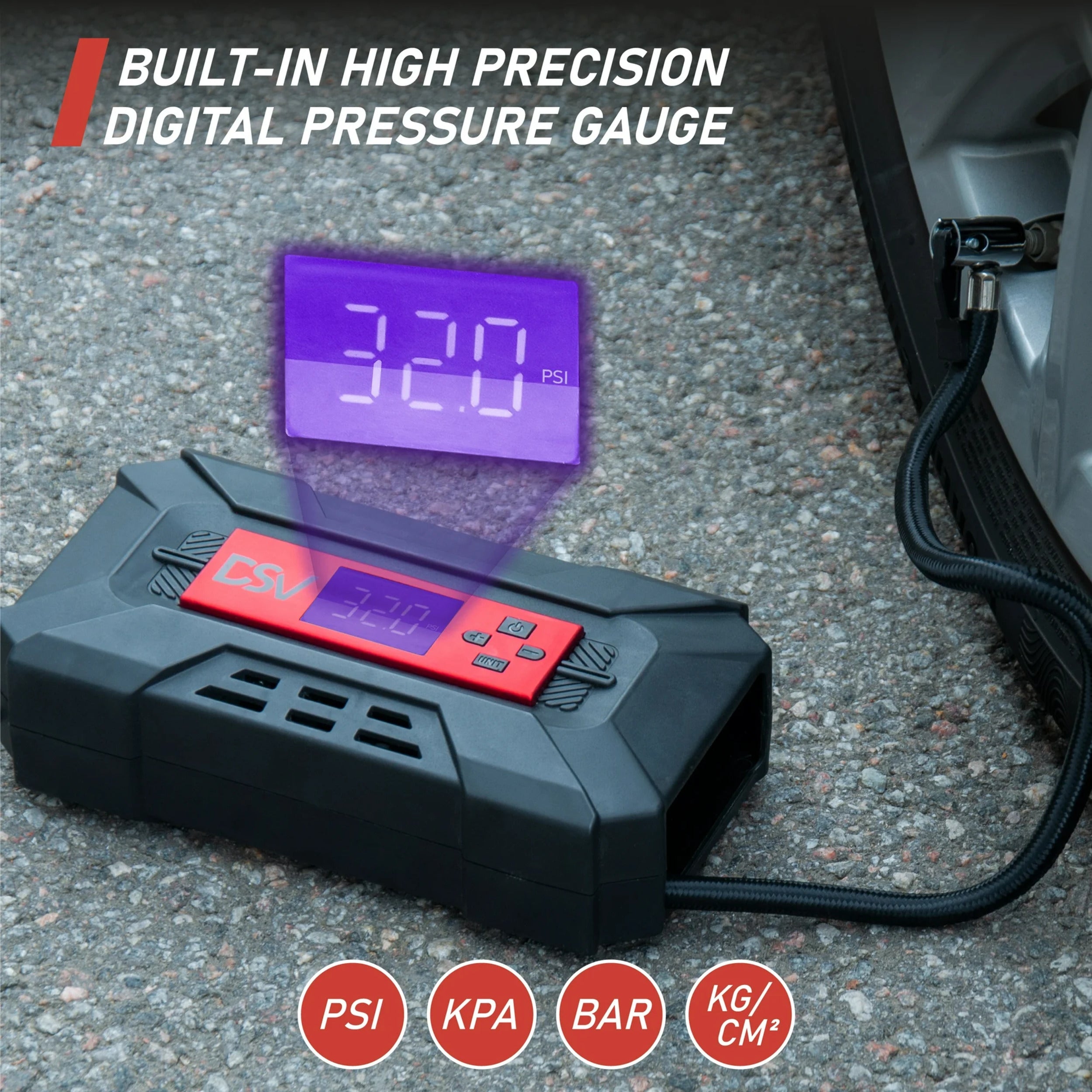DSV Standard Compact Air Compressor Tire Inflator,12V DC 150PSI Air Pump with Digital Pressure Gauge, Auto Shut Off, Bright LED Light and Quick-Release Connector, Ideal For Car Tires, Bicycle