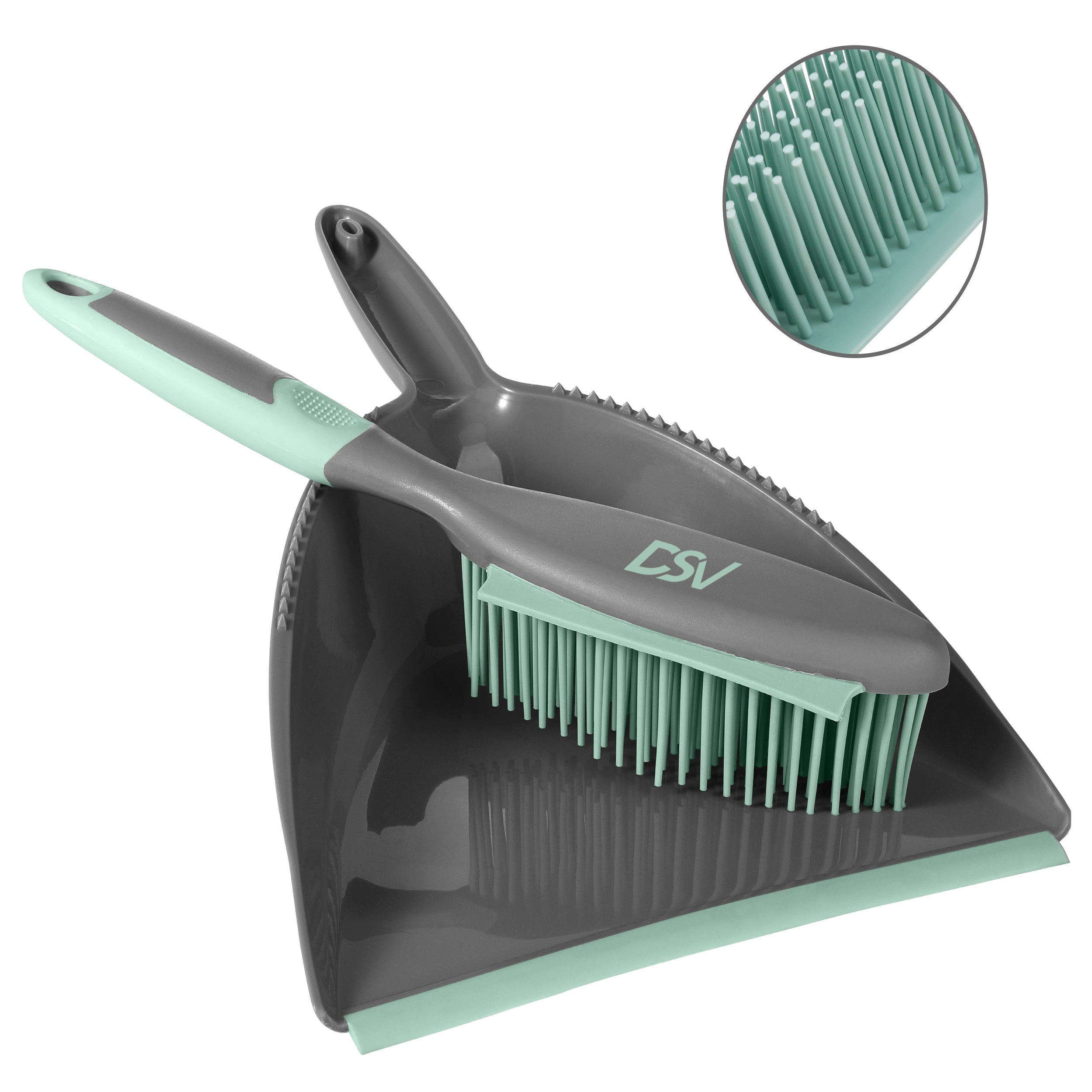DSV Standard Soft Bristle Brush and Scrubber with Plastic Dustpan Set, Handle with Hanging Hole, Handheld Dustpan are Used to Clean Kitchens, Floors, Tables, Animal Cages