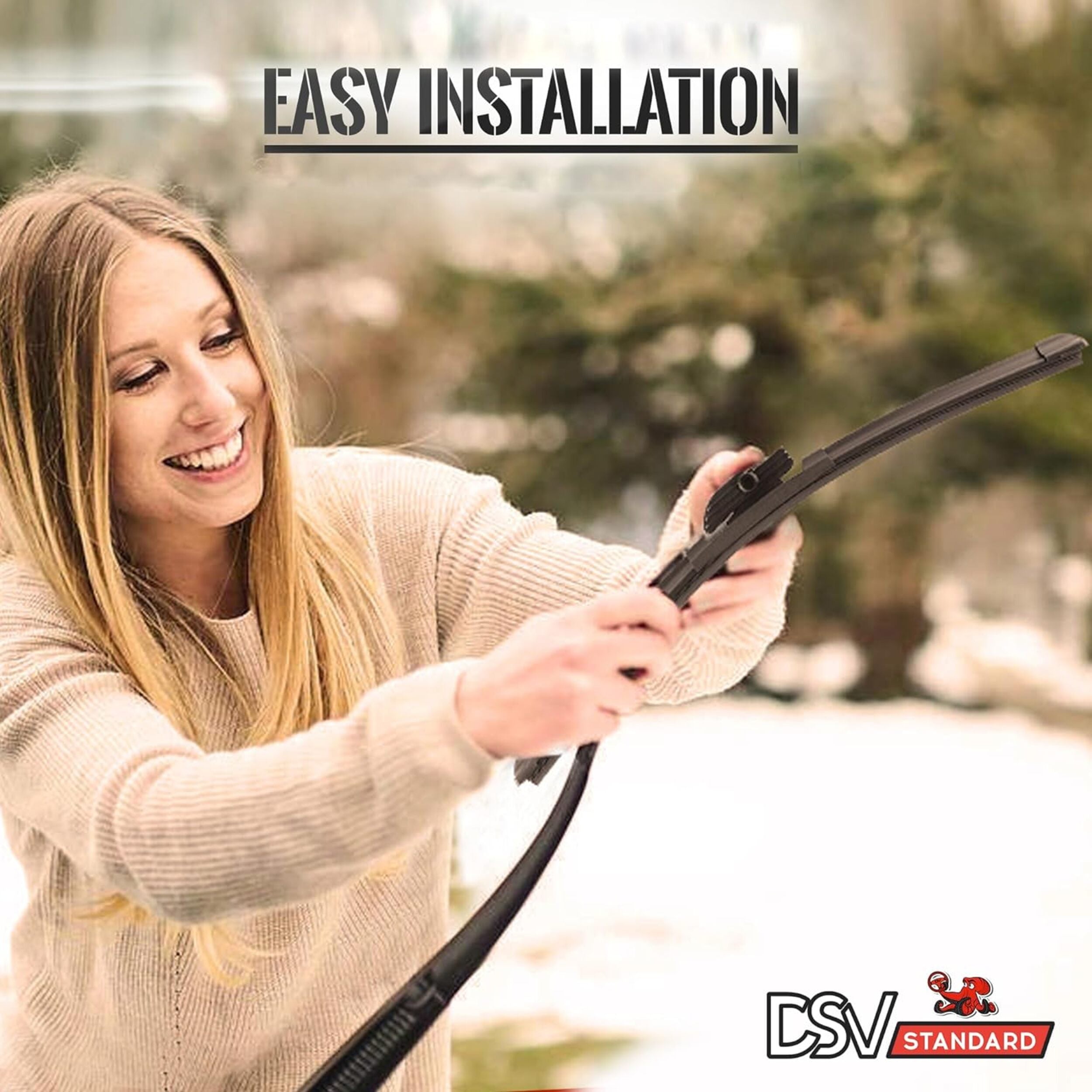 DSV Standard Windshield Wiper Blades , Automotive Replacement Windshield Wiper Blades for my Car, Water Repellency Wiper Blade, Windshield Wipers, Wiper Blades Adapters, Pack of 2