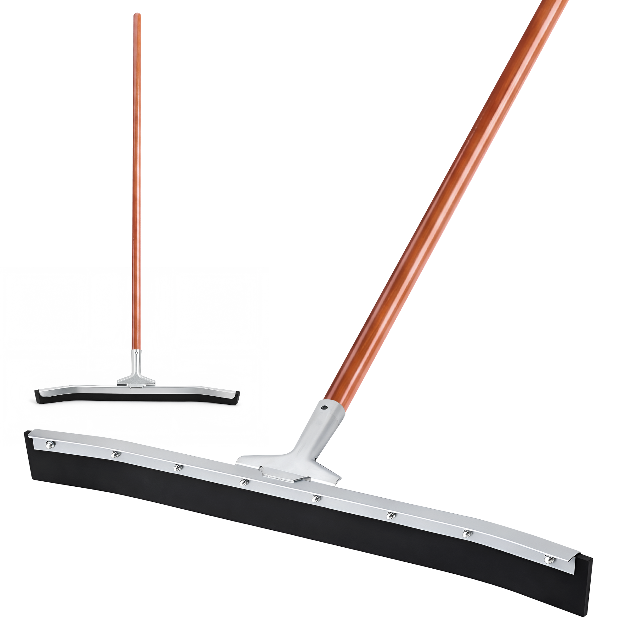 DSV Curved Floor Squeegee 24’’ with Long Handle 57'', Rubber Blade Garage Squeegee, Taper Pole Connection - Handle Sold Separately for Tiles, Concrete and Asphalt