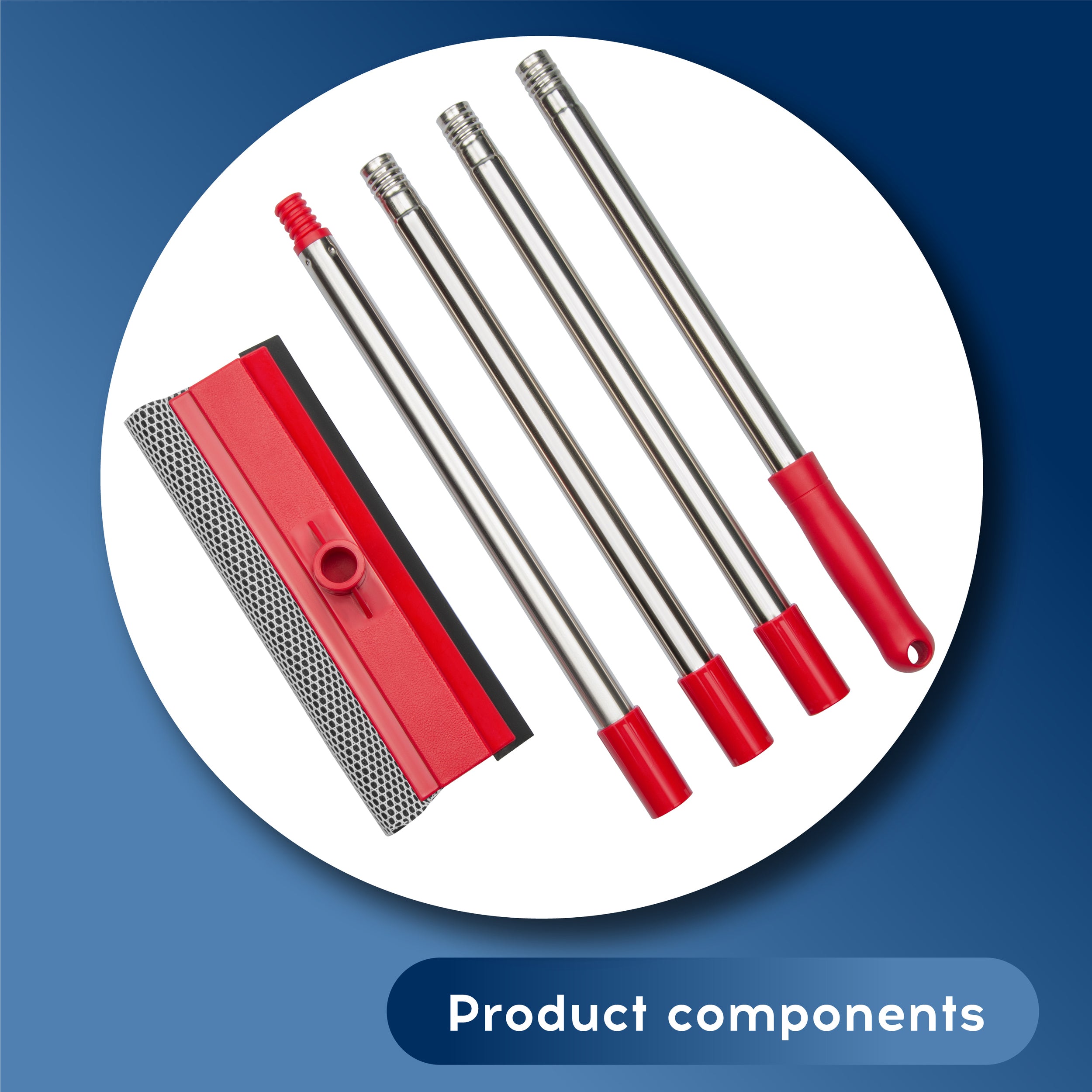 DSV Standard Window Squeegee, 2-in-1 Window Cleaner with 55" Extension Poles, Window Washing Kit, Glass Door Cleaner, Multi-Use Cleaning Tool with Long Handle for High Windows