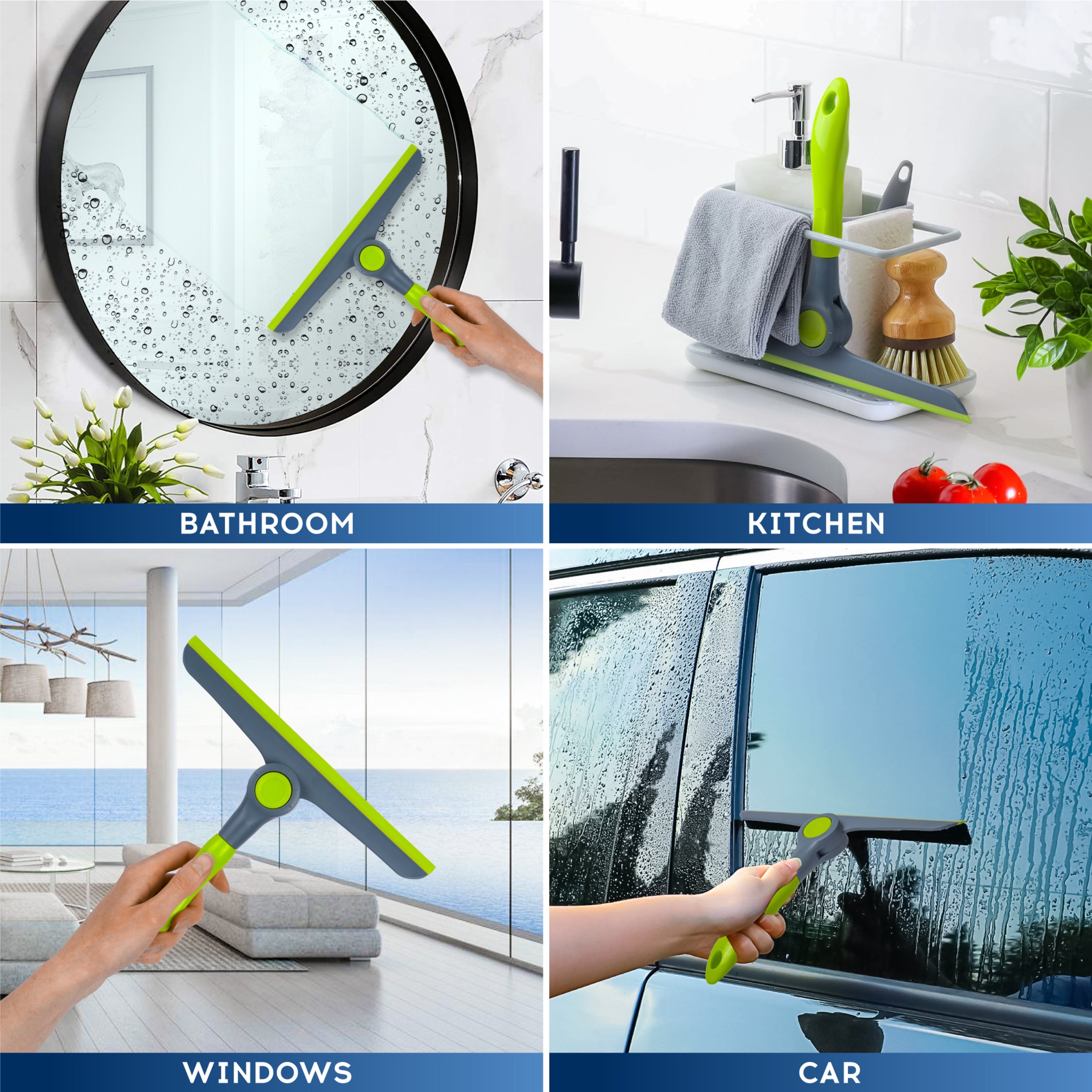 DSV Standard Shower Squeegee for Glass Doors, Squeegee for Window Cleaning, All Purpose Window Cleaner Tool | Mini Window Squeegee for Home | 10" Blade and 8.3" Handle