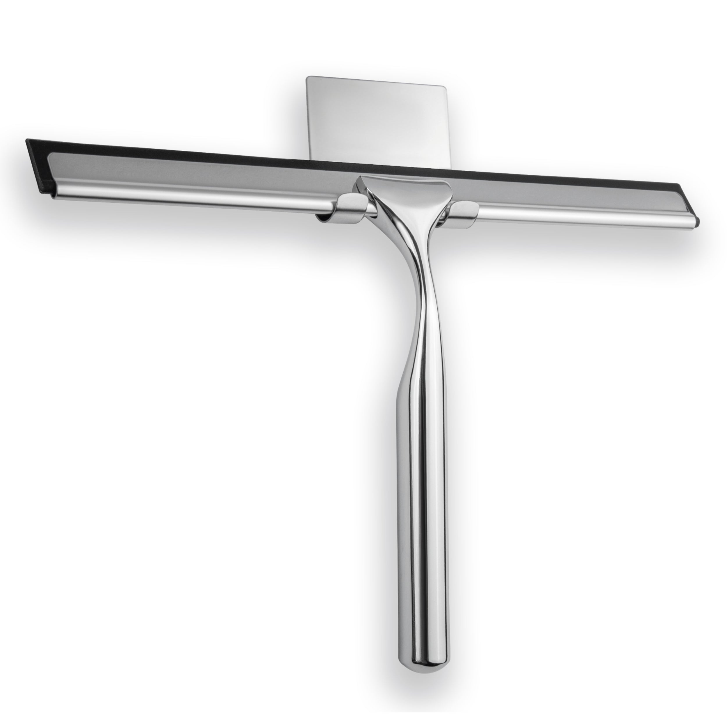 DSV Standard All-Purpose Shower Squeegee for Shower Doors, Bathroom, and Car Windshield - Stainless Steel, Mini Window Cleaner Tool with Adhesive Hook - 10''