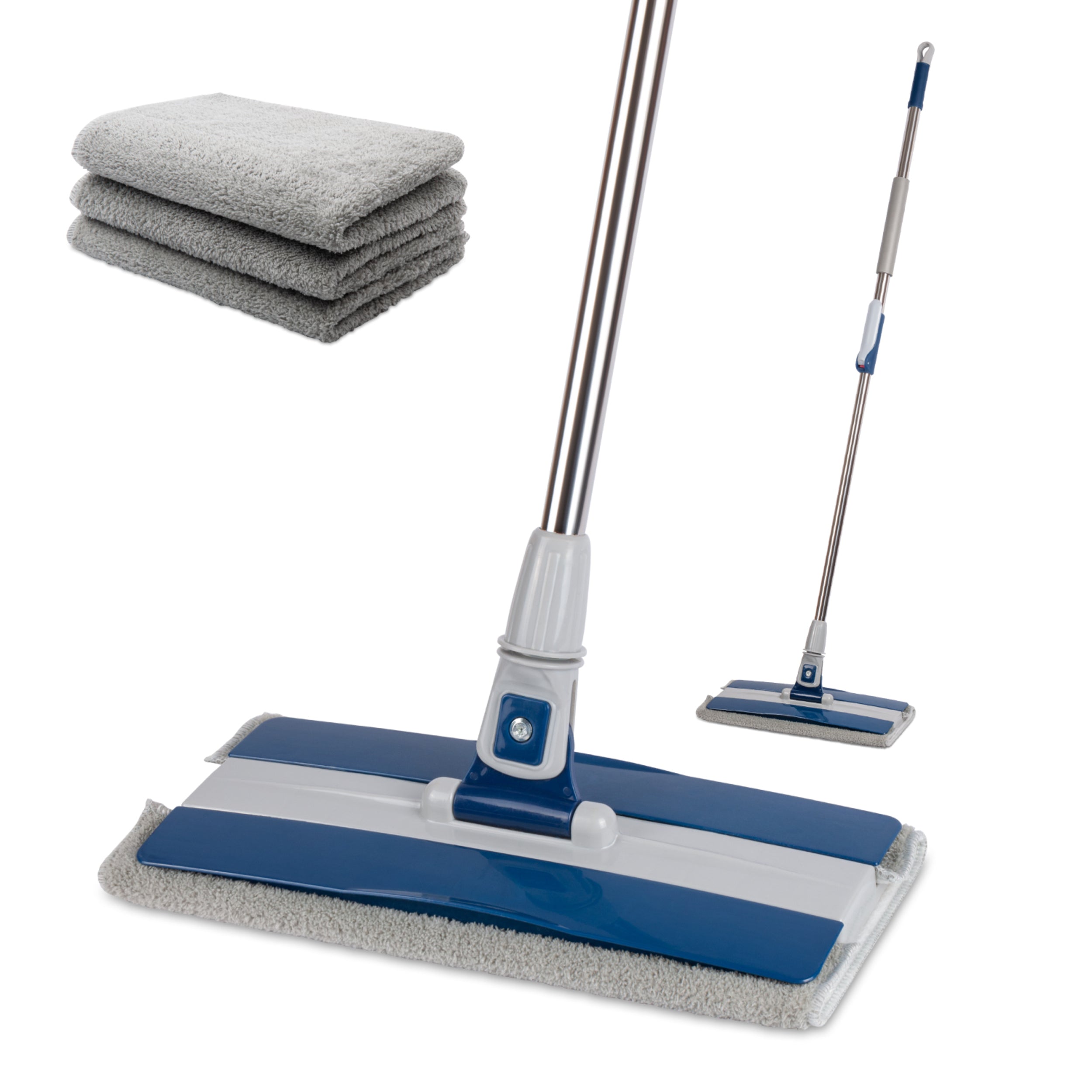 DSV Standard Professional Floor Mop with 3 Extra Microfiber Washable Pads, Adjustable Pole, Dry & Wet Cleaning, for All Type of Surfaces, for Home/Office with 360° Rotation Mop Head