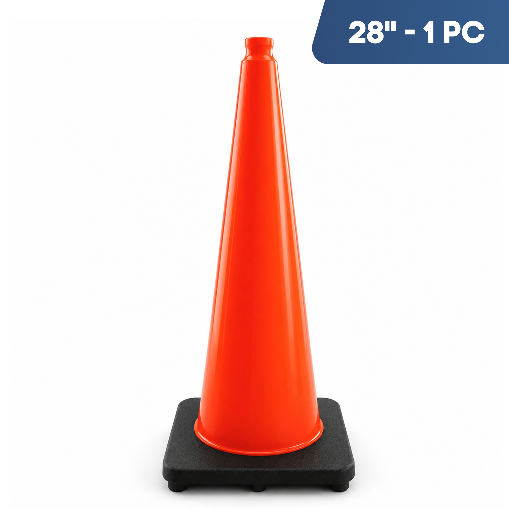 DSV Traffic Safety Cones 28’’ with Heavy Black Base - 1 PK, Orange, PVC