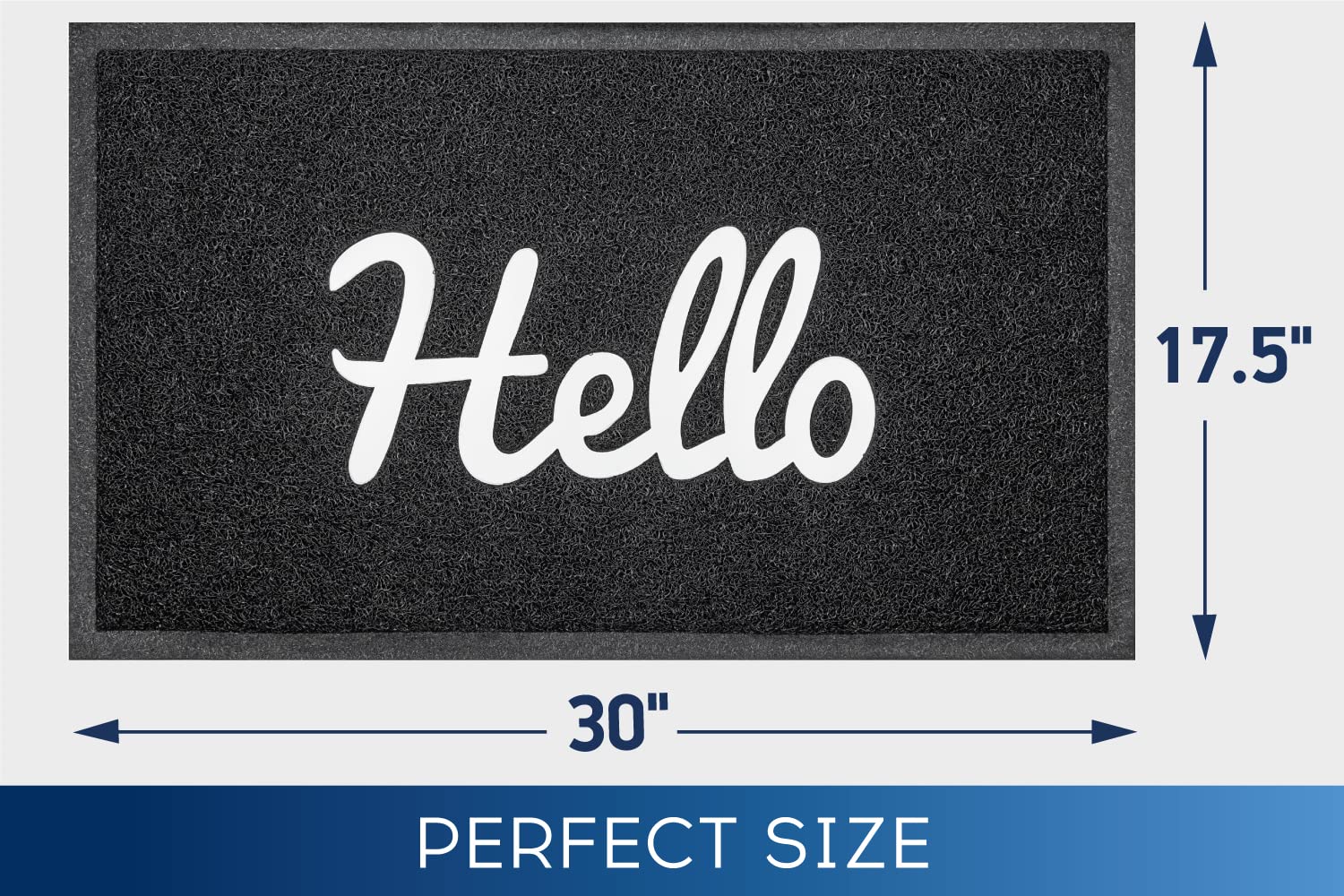 DSV Standard Front Door Mat - Home Welcome Mats Outdoor and Indoor, Heavy-Duty Low-Profile Non-Slip Welcome Mat, Outside Entry, Yard, Floor, Patio 30"x 17.5", Black