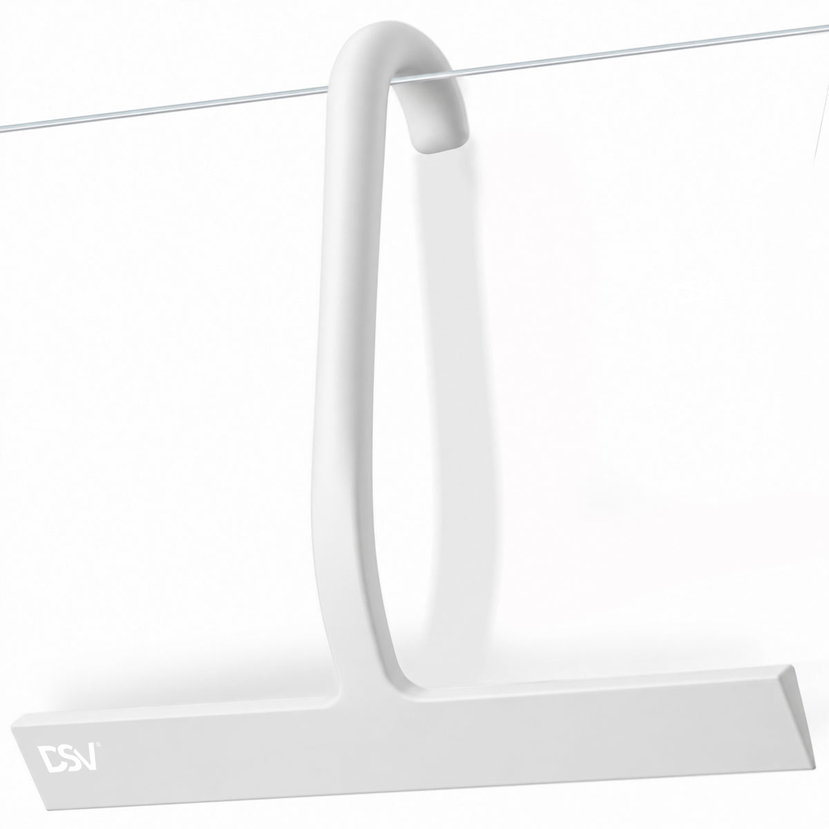 DSV Silicone Squeegee for Glass Doors 10 Inch, Shower Squeegee with Built-in Hook for Shower Glass, Tile, Mirror, Window, 1-Pack, White