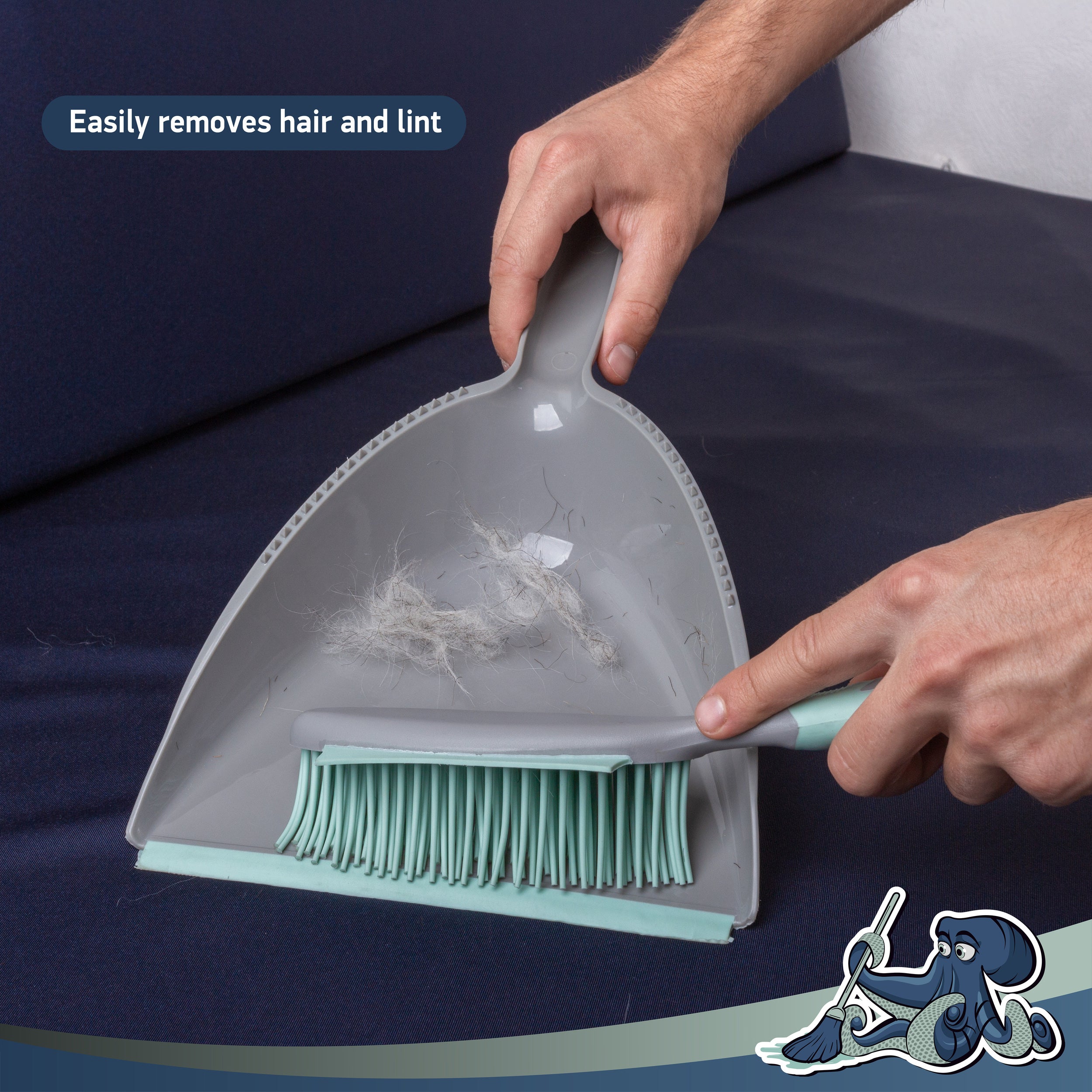 DSV Standard Soft Bristle Brush and Scrubber with Plastic Dustpan Set, Handle with Hanging Hole, Handheld Dustpan are Used to Clean Kitchens, Floors, Tables, Animal Cages