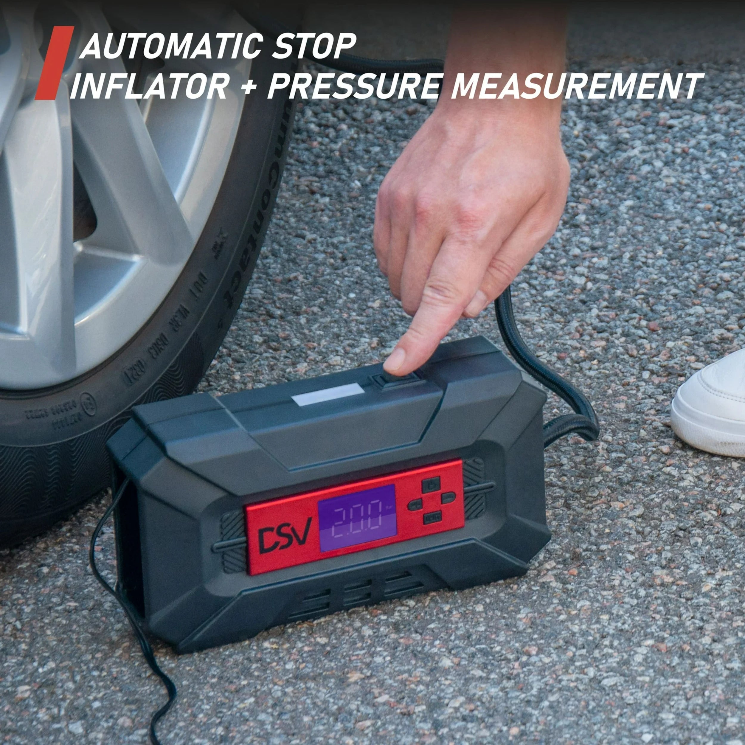 DSV Standard Compact Air Compressor Tire Inflator,12V DC 150PSI Air Pump with Digital Pressure Gauge, Auto Shut Off, Bright LED Light and Quick-Release Connector, Ideal For Car Tires, Bicycle