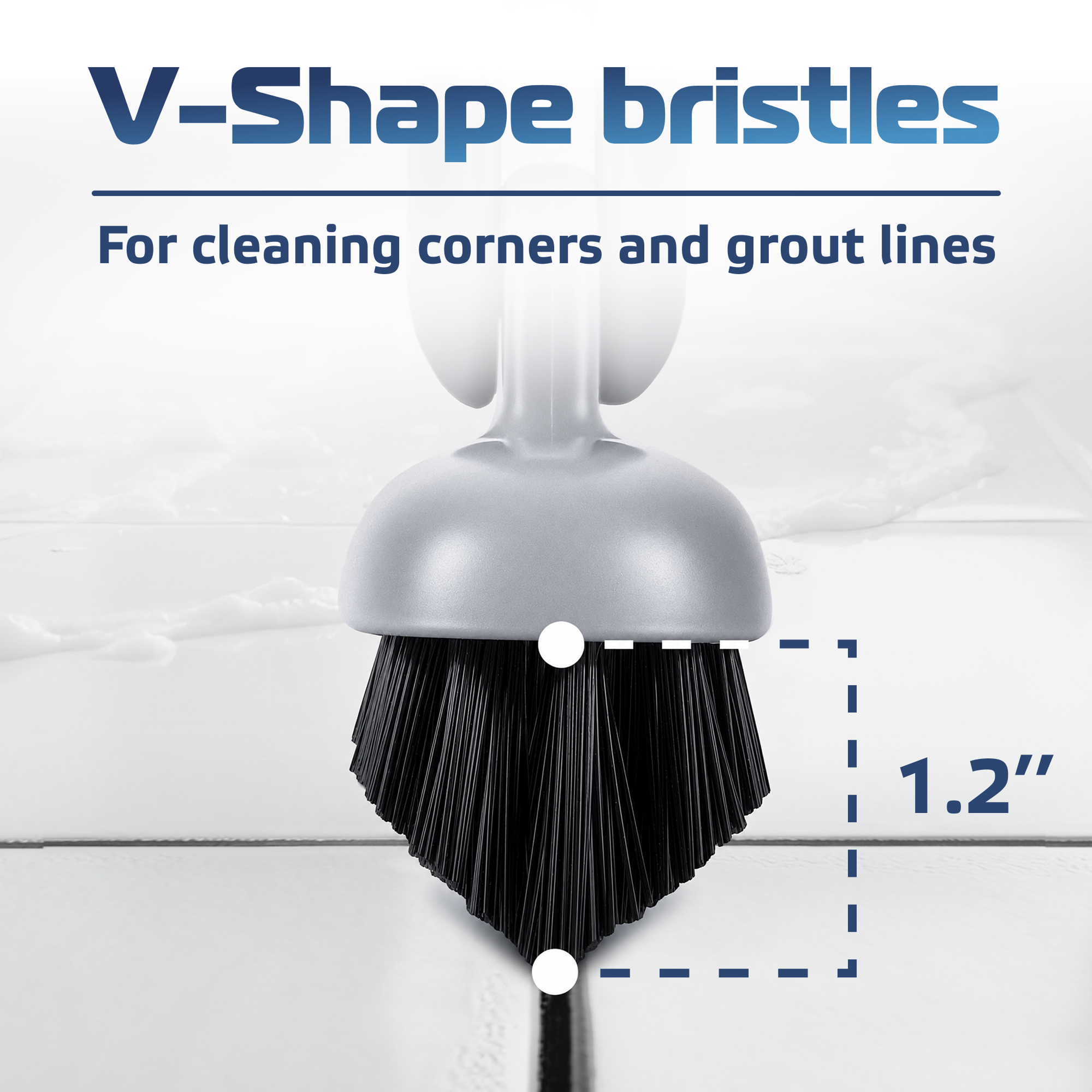 DSV Standard Grout Scrubber with Long Handle, 50 Inches Tile Grout Cleaner, V-Shape Crevice Cleaning Brush for Hard to Reach Areas, 180° Rotation Grout Cleaner