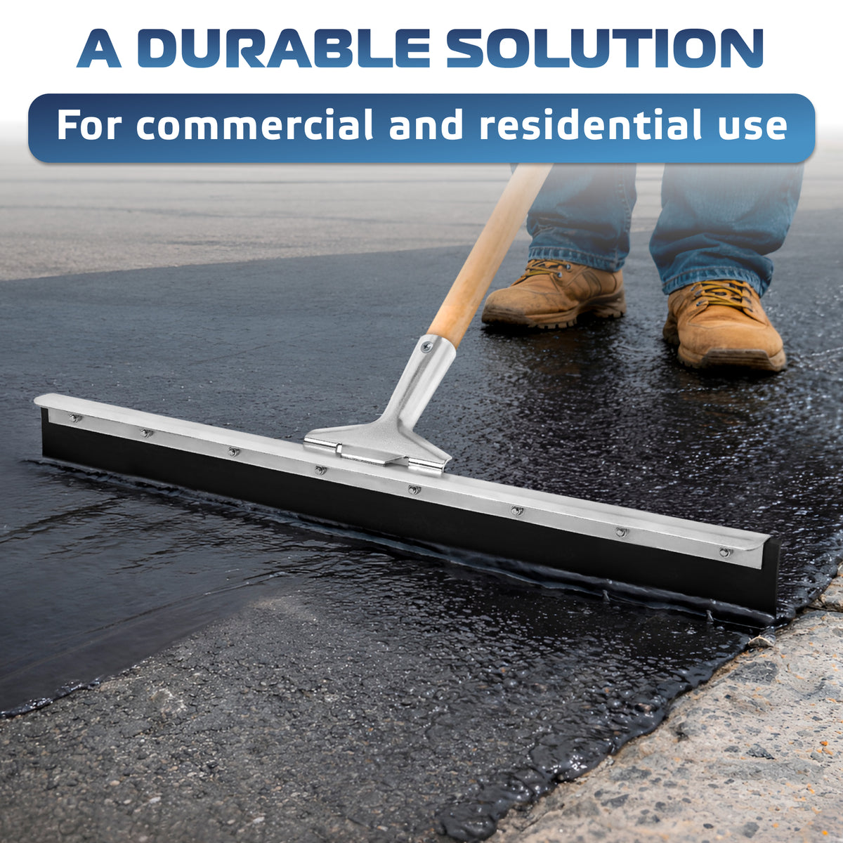 DSV Garage Floor Squeegee 24’’, Neoprene Blade Asphalt Squeegee, Tapered Pole Connection - Handle Sold Separately for Tiles, Concrete and Asphalt