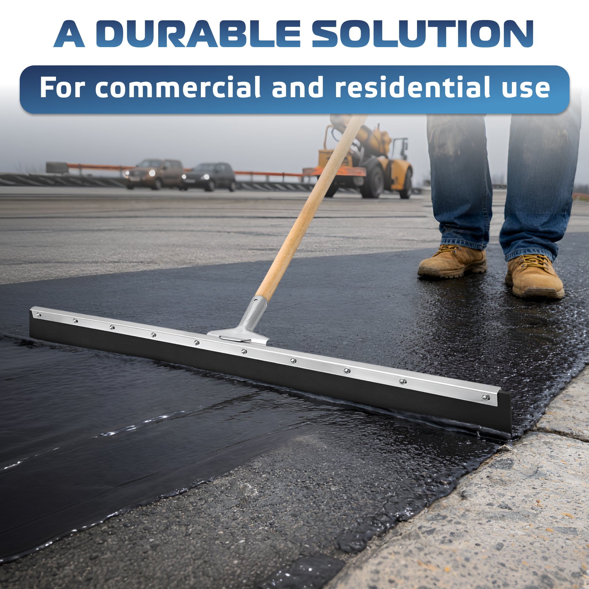DSV Standard Garage Floor Squeegee 36’’, Neoprene Blade Asphalt Squeegee, Taper Pole Connection - Handle Sold Separately for Tiles, Concrete and Asphalt