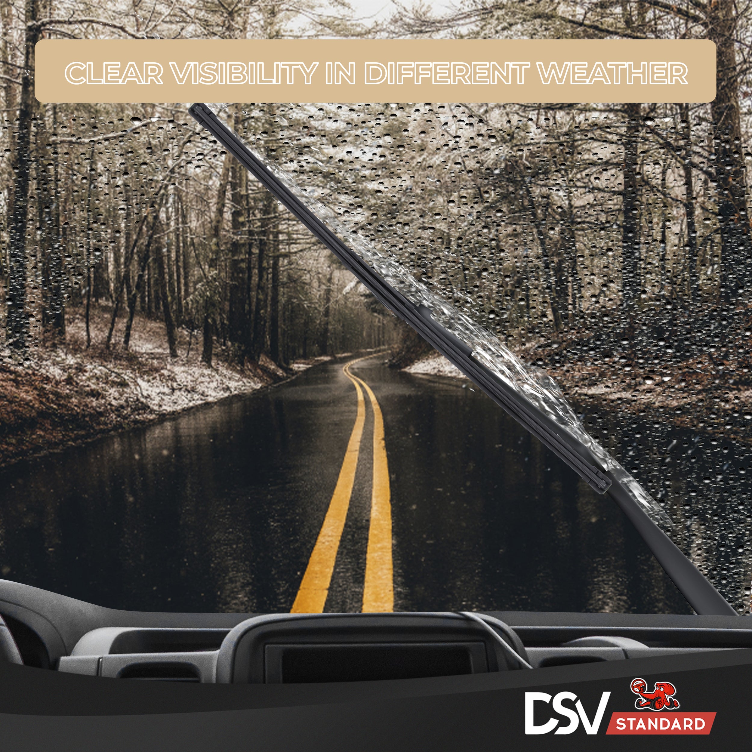 DSV Standard Windshield Wiper Blades, DSV Standard Car Wiper Blades With Universal U/J Hook, Automotive Replacement Wiper Blades for my Car, Water Repellency Wiper Blade, Pack of 2