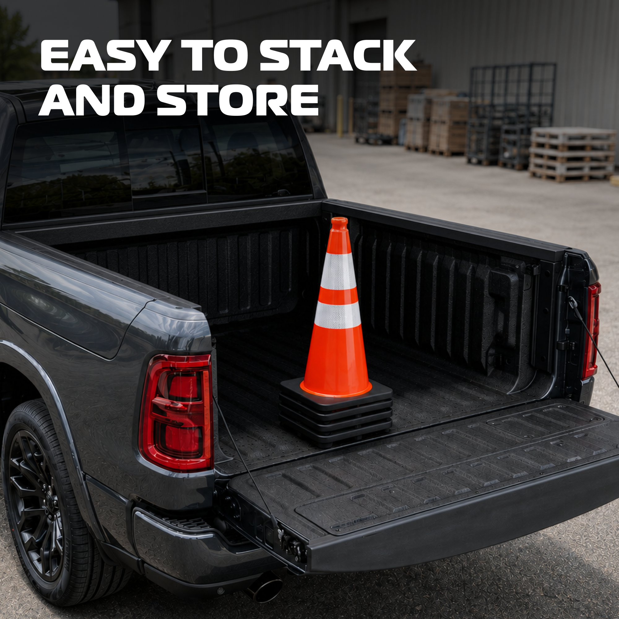 DSV 28’’ Traffic Cones with Heavy Black Base, Impact-Resistant Safety Cones with Reflective Collars for Parking, Road Construction, Drivers Training, Driveway, 4 Pack, PVC, Orange
