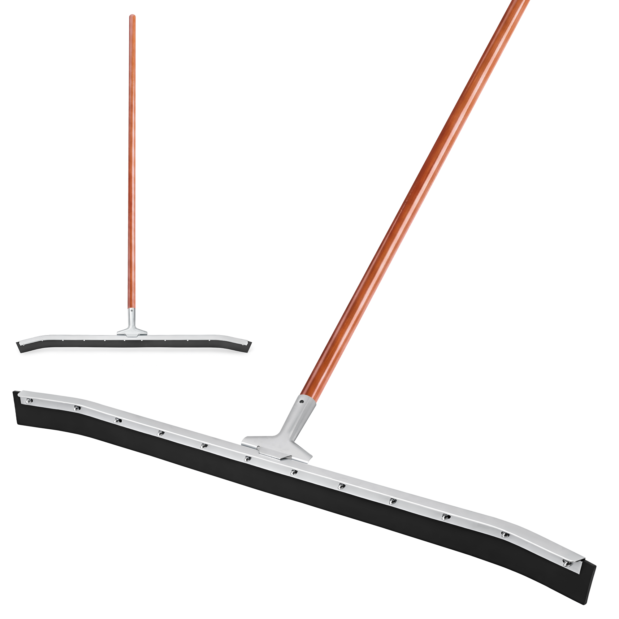 DSV Standard Curved Floor Squeegee 36’’ with Long Handle 57'', Rubber Blade Garage Squeegee, Taper Pole Connection - Handle Sold Separately for Tiles, Concrete and Asphalt