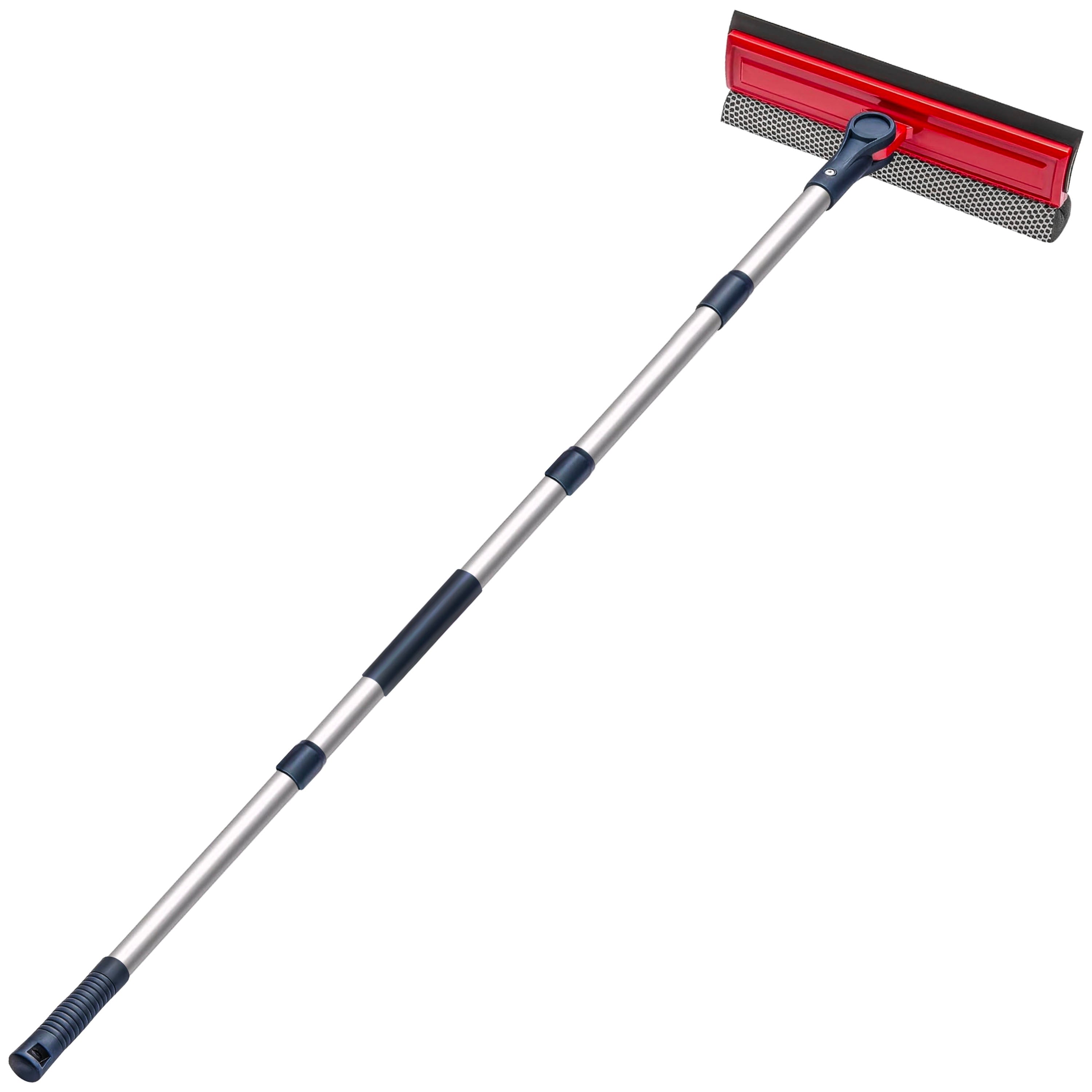 DSV Standard Professional Window Squeegee | 2-in-1 Window Cleaner Sponge and 10" Soft Rubber Strip with Telescopic Extension Pole 34'' | Adjustable to Clean from Multiple Angles