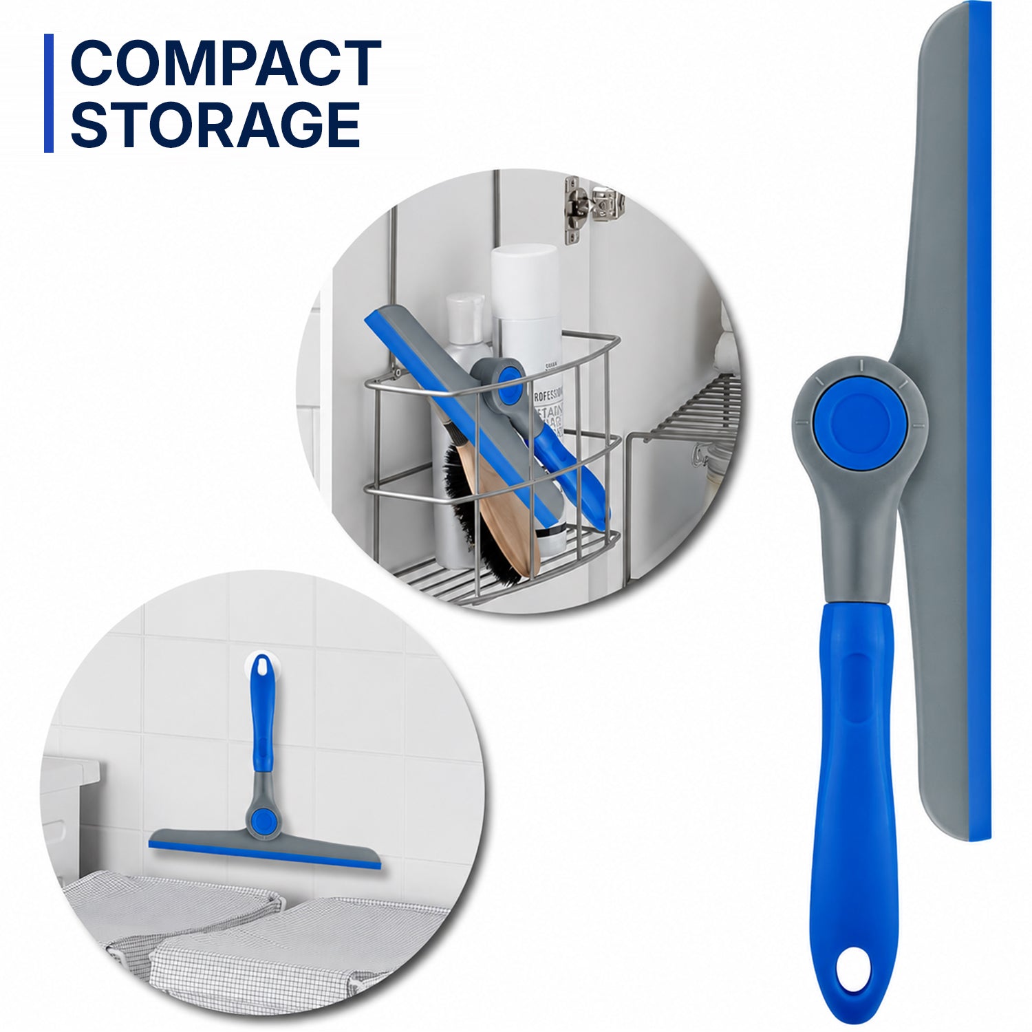 DSV Standard Shower Squeegee for Glass Doors, Squeegee for Window Cleaning, All Purpose Window Cleaner Tool | Mini Window Squeegee for Home | 10" Blade and 8.3" Handle, Blue