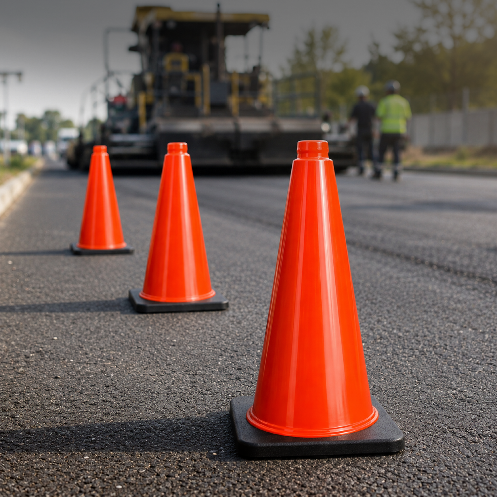 DSV Traffic Safety Cones 18’’ with Heavy Black Base - 1 PK, Orange, PVC