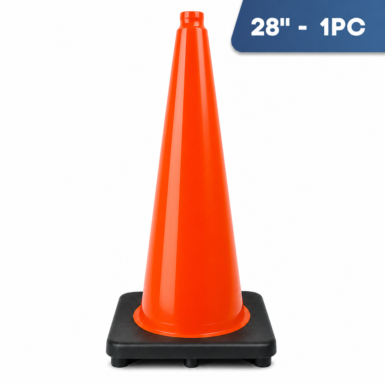 DSV Traffic Safety Cones 28’’ with Heavy Black Base - 1 PK, Orange, PVC