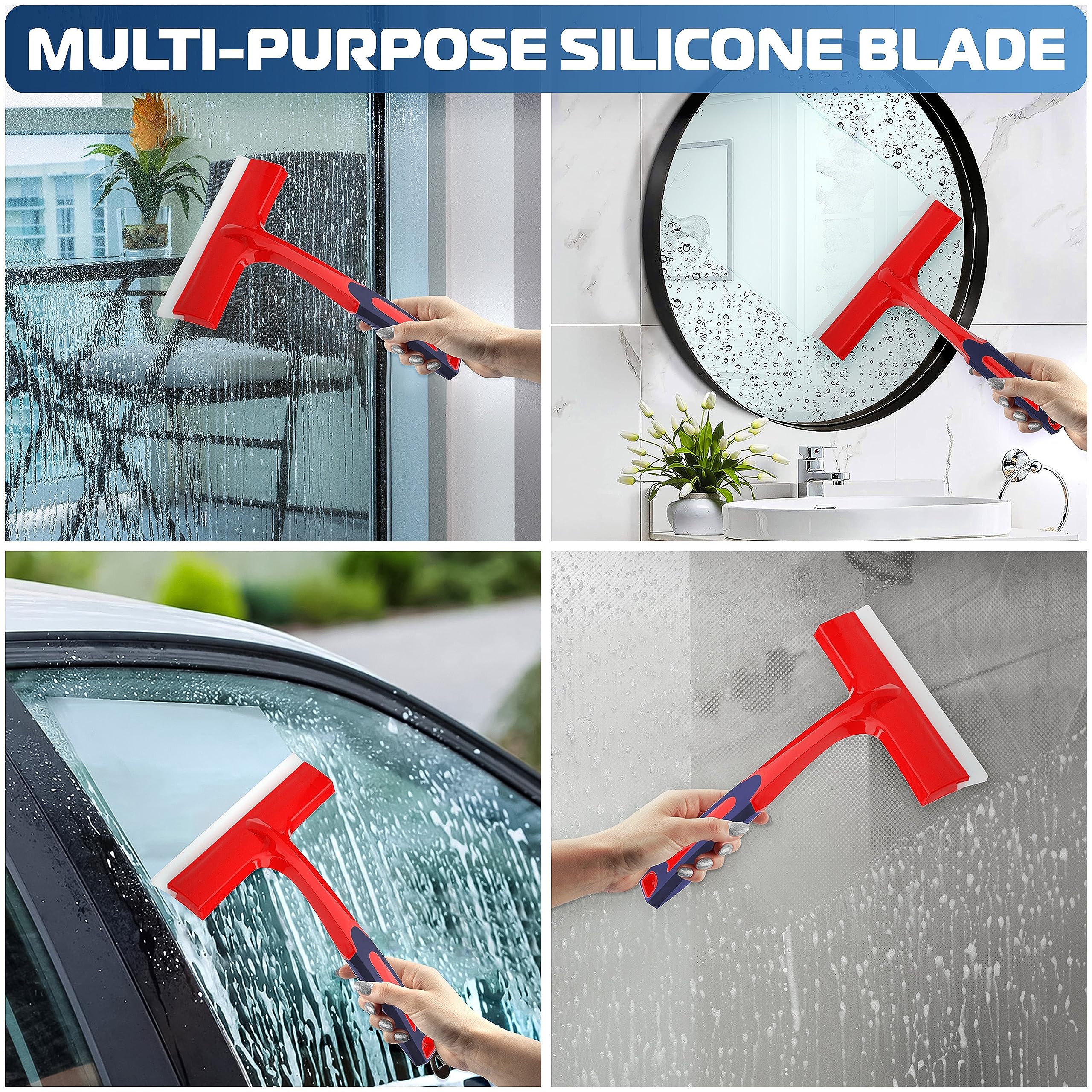 DSV Standard All-Purpose 8" Squeegee - Window Cleaner, Squeegee for Window Cleaning, Shower Squeegee for Glass Doors, Window Squeegee for Home, Ideal Squeegee for Mirrors, Car Windows and More