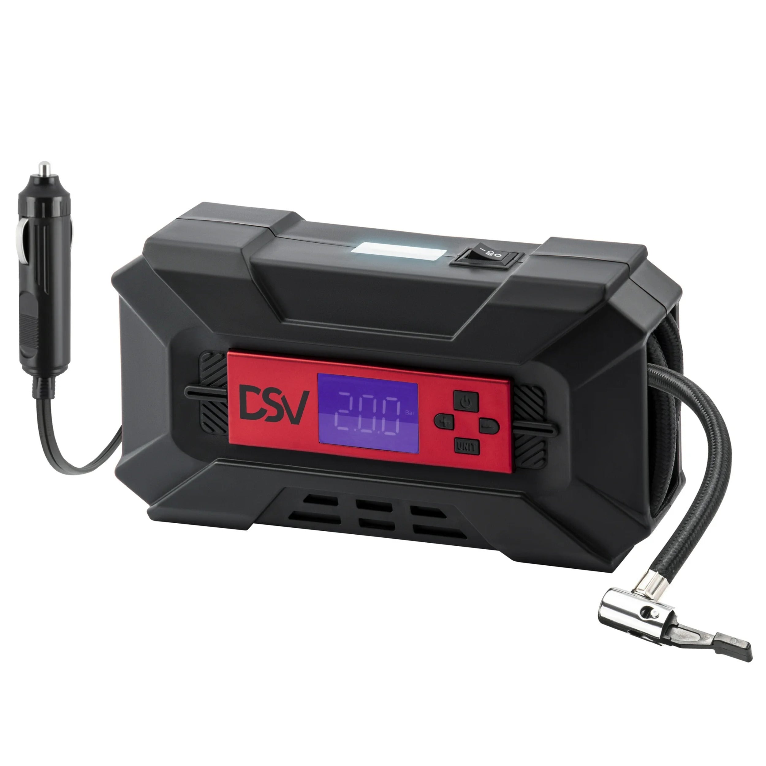 DSV Standard Compact Air Compressor Tire Inflator,12V DC 150PSI Air Pump with Digital Pressure Gauge, Auto Shut Off, Bright LED Light and Quick-Release Connector, Ideal For Car Tires, Bicycle