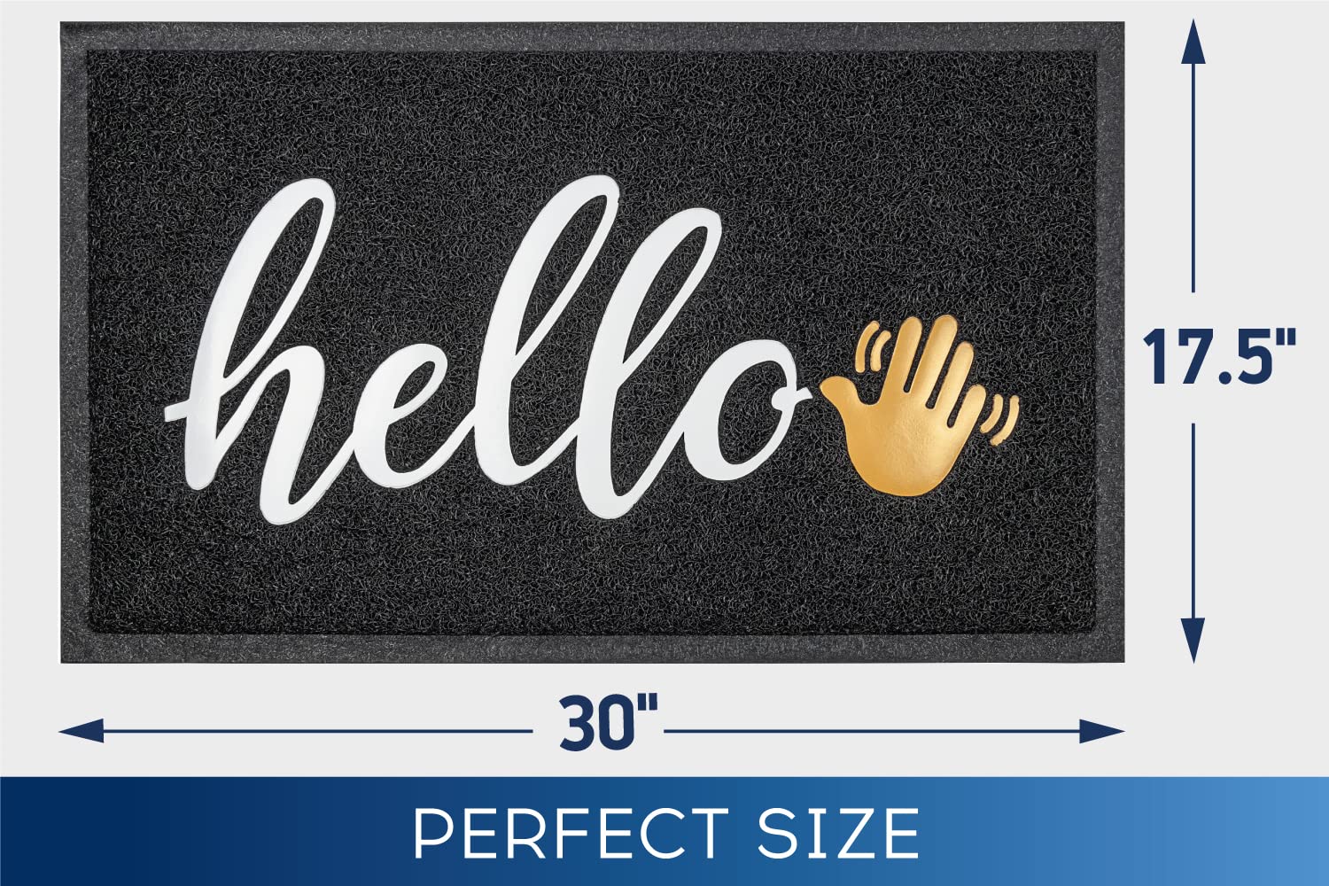 DSV Standard Front Door Mat - Home Welcome Mats Outdoor and Indoor, Heavy-Duty Low-Profile Non-Slip Welcome Mat, Outside Entry, Yard, Floor, Patio 30"x 17.5", Black