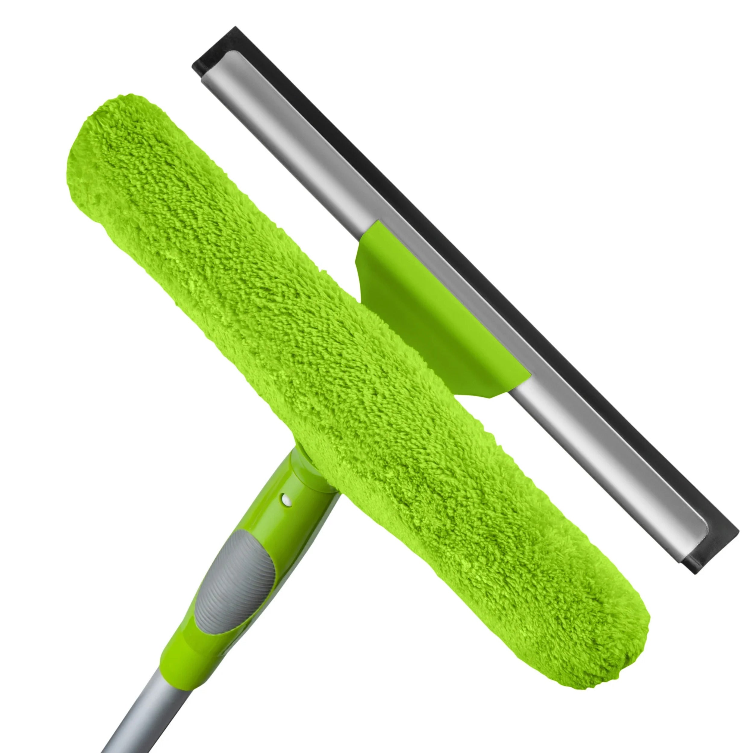 DSV Standard Window Squeegee | 2-in-1 Window Cleaner | Microfiber Washer Brush and Soft Rubber Strip with Telescopic Extension Pole 54” | Clean from Multiple Angles