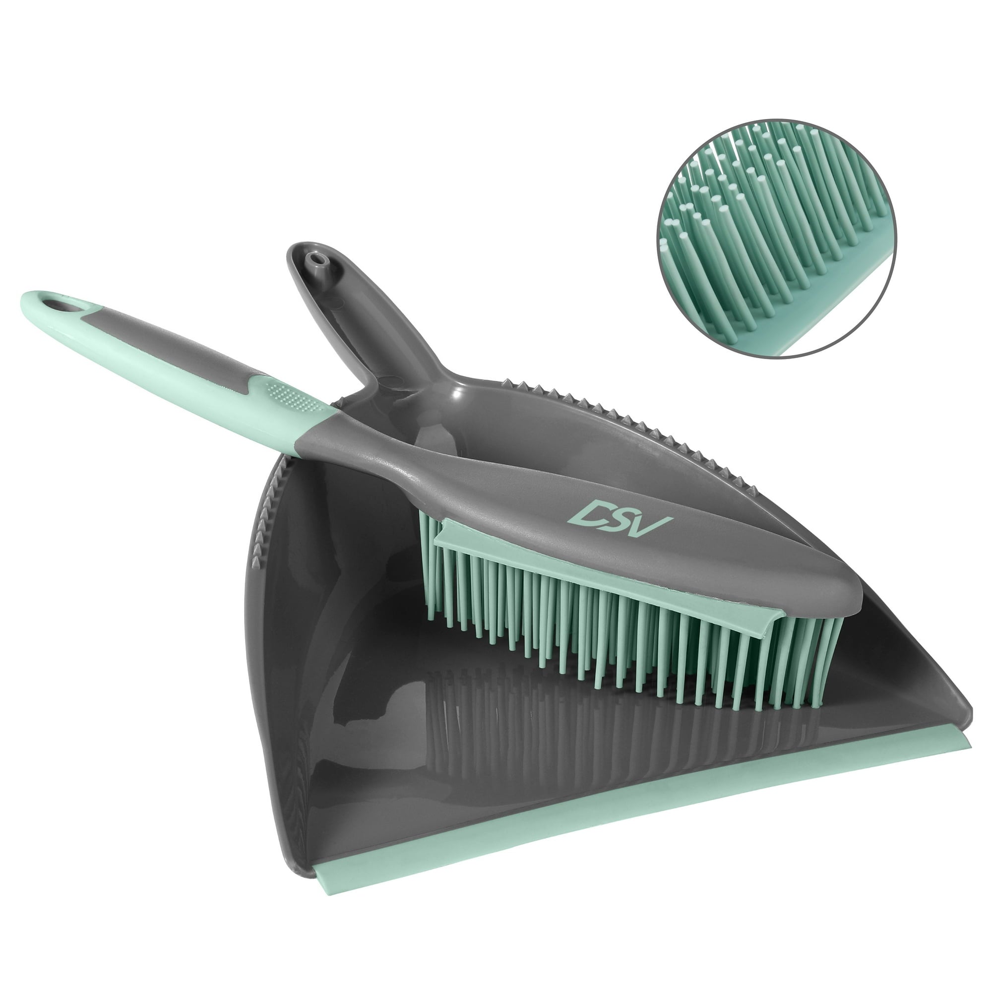 DSV Standard Soft Bristle Brush and Scrubber with Plastic Dustpan Set, Handle with Hanging Hole