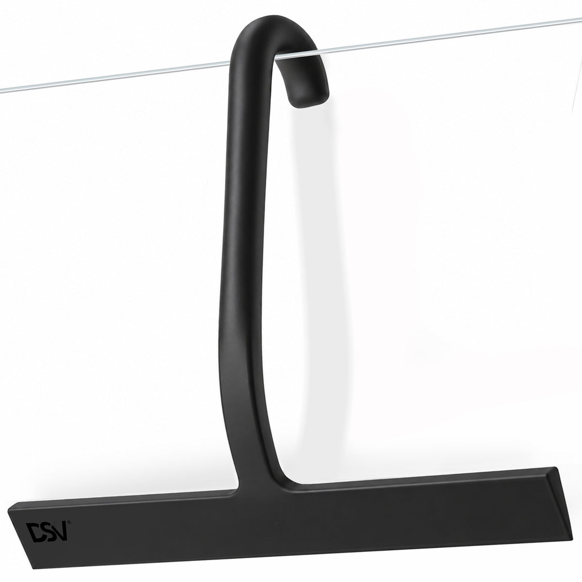 DSV Silicone Squeegee for Glass Doors 10 Inch, Shower Squeegee with Built-in Hook for Shower Glass, Tile, Mirror, Window, 1-Pack, Black