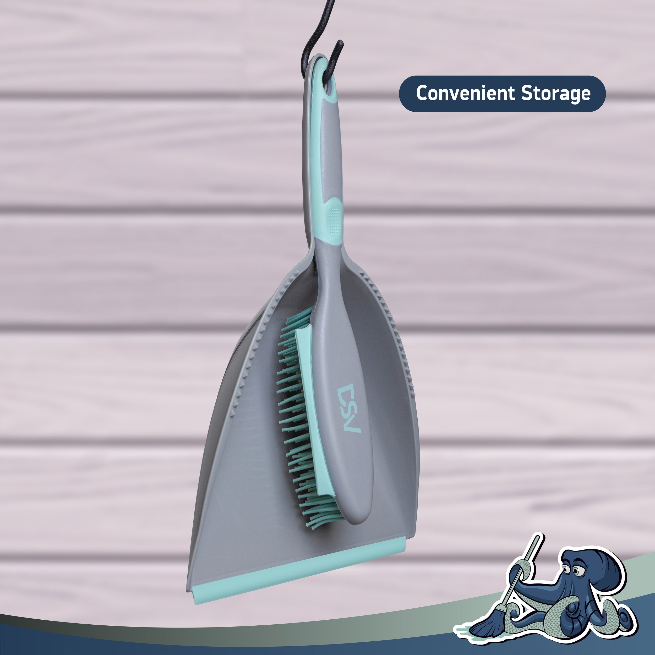 DSV Standard Soft Bristle Brush and Scrubber with Plastic Dustpan Set, Handle with Hanging Hole, Handheld Dustpan are Used to Clean Kitchens, Floors, Tables, Animal Cages