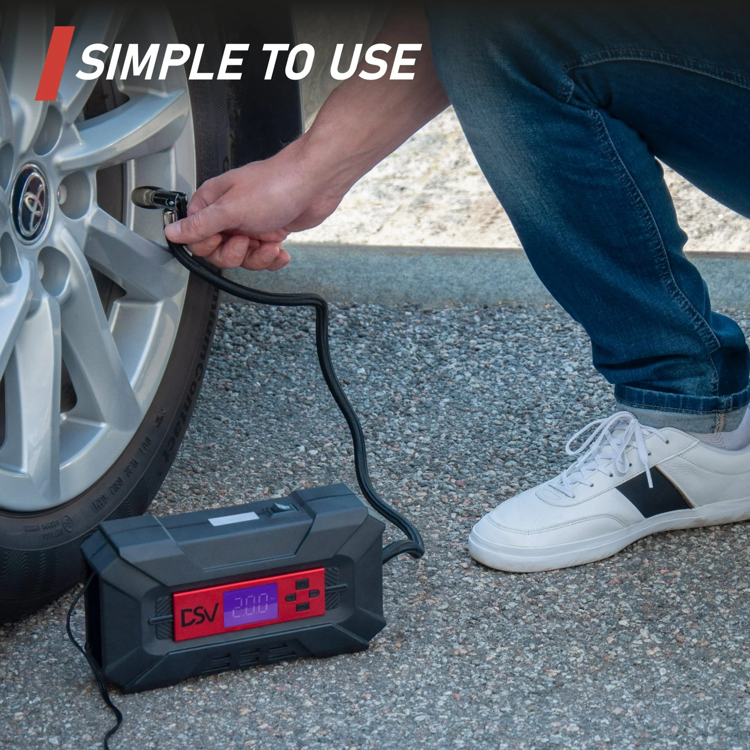 DSV Standard Compact Air Compressor Tire Inflator,12V DC 150PSI Air Pump with Digital Pressure Gauge, Auto Shut Off, Bright LED Light and Quick-Release Connector, Ideal For Car Tires, Bicycle