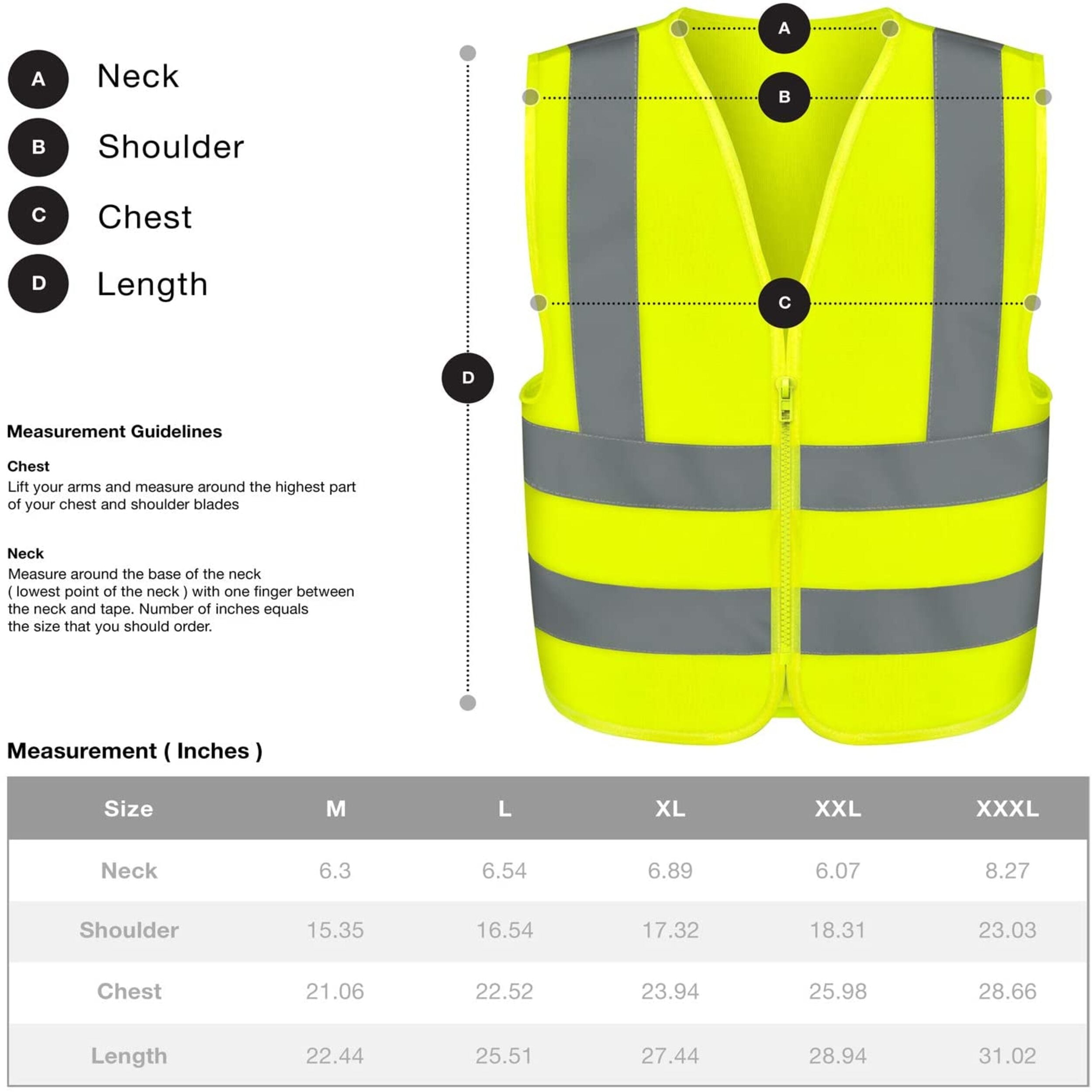 DSV Standard High Visibility Reflective Safety Vest with Zipper | Neon Yellow | Size X-Large| Lightweight & Breathable | 360 Degrees Visibility | Meets ANSI/ISEA 107-2010 Class 2